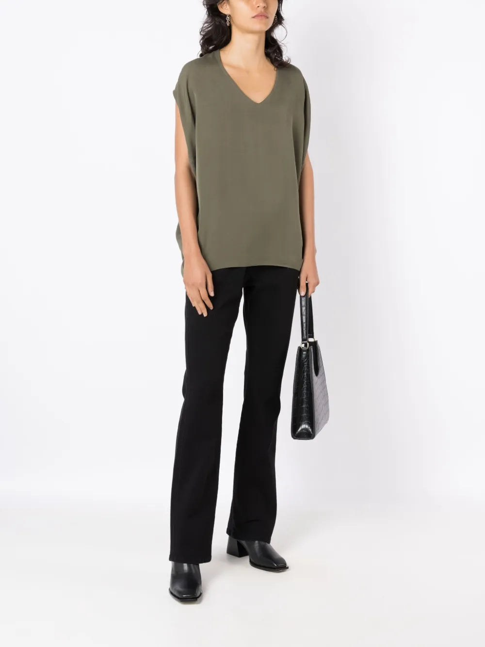 Flared-Cut Leg Trousers
