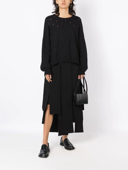 Perforated-Detail Knit Jumper