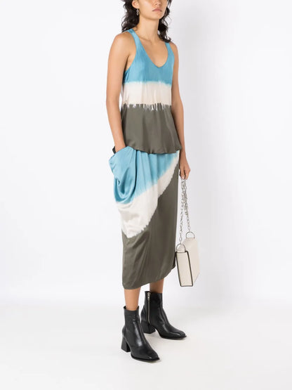 Abstract-Print Silk Top