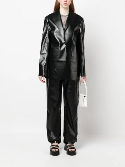 High-Shine Single-Breasted Blazer
