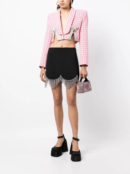 Deco Bow Slit Cropped Blazer