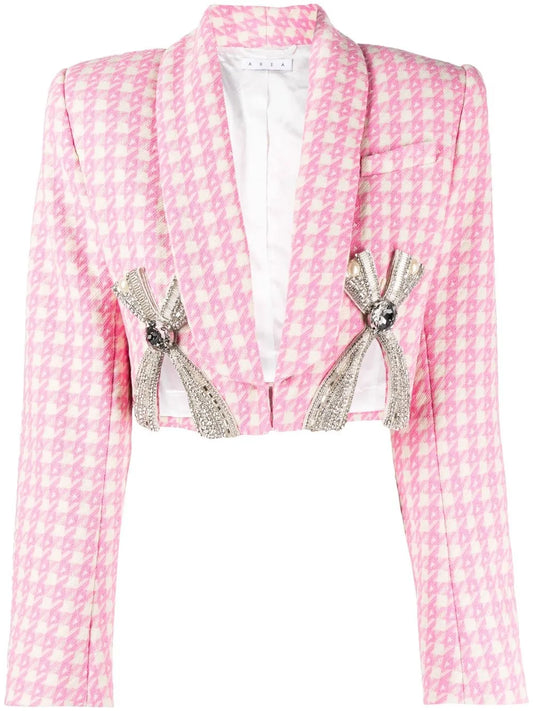 Deco Bow Slit Cropped Blazer
