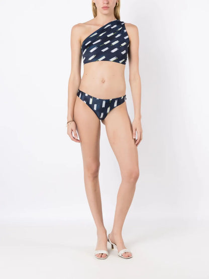 Abstract-Print Off-Shoulder Bikini Top