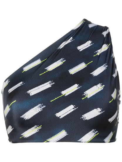 Abstract-Print Off-Shoulder Bikini Top