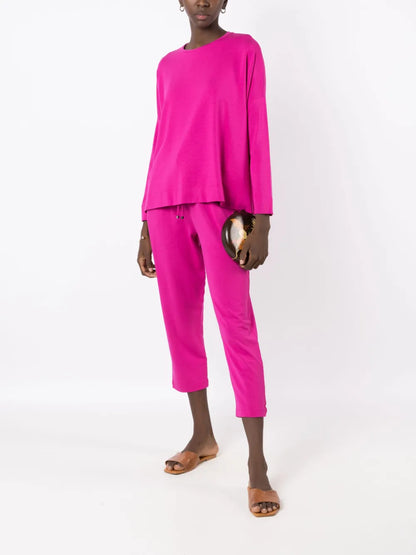 Drawstring-Waist Cropped Track Pants