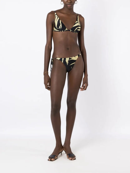 Abstract-Print Triangle Bikini Top