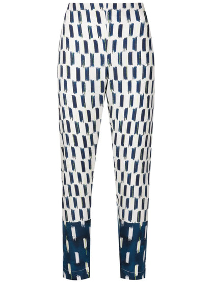 Abstract-Print Silk Slim-Fit Trousers