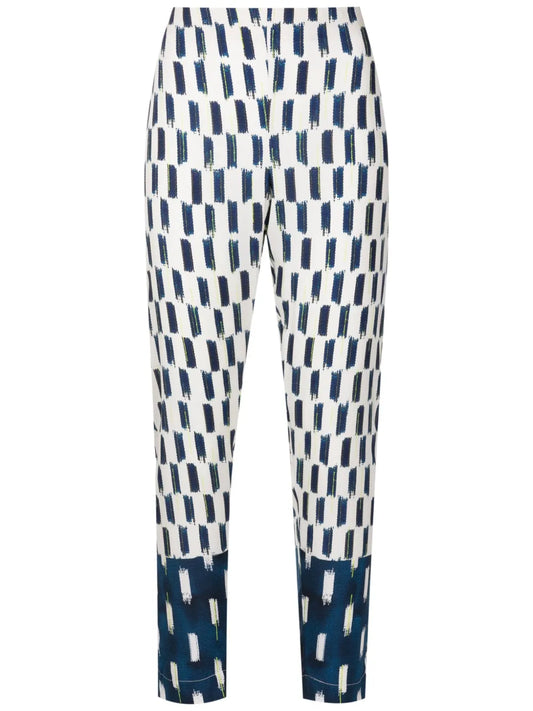 Abstract-Print Silk Slim-Fit Trousers