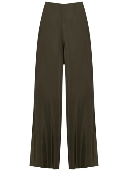 Zipped Silk Palazzo Pants