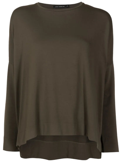 Curved-Hem Long-Sleeved Top