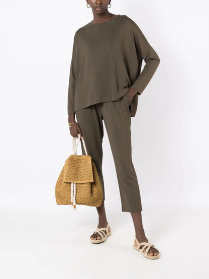 Curved-Hem Long-Sleeved Top