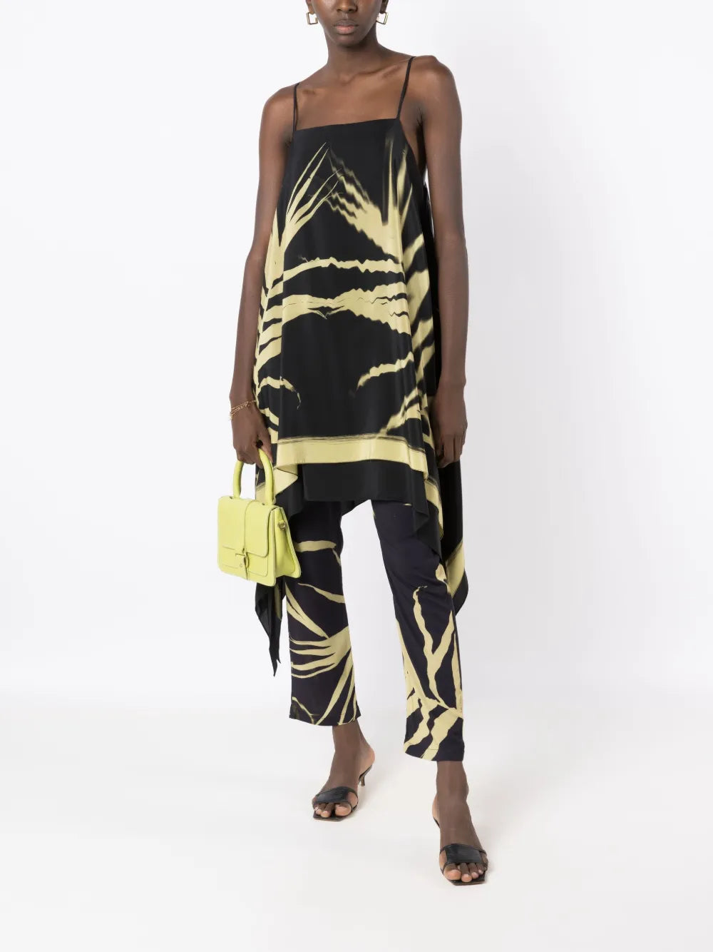 Abstract-Print Handkerchief-Hem Top