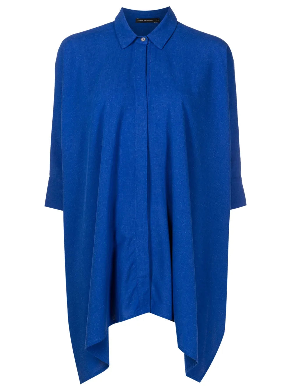 Half-Sleeved Curved-Hem Shirt