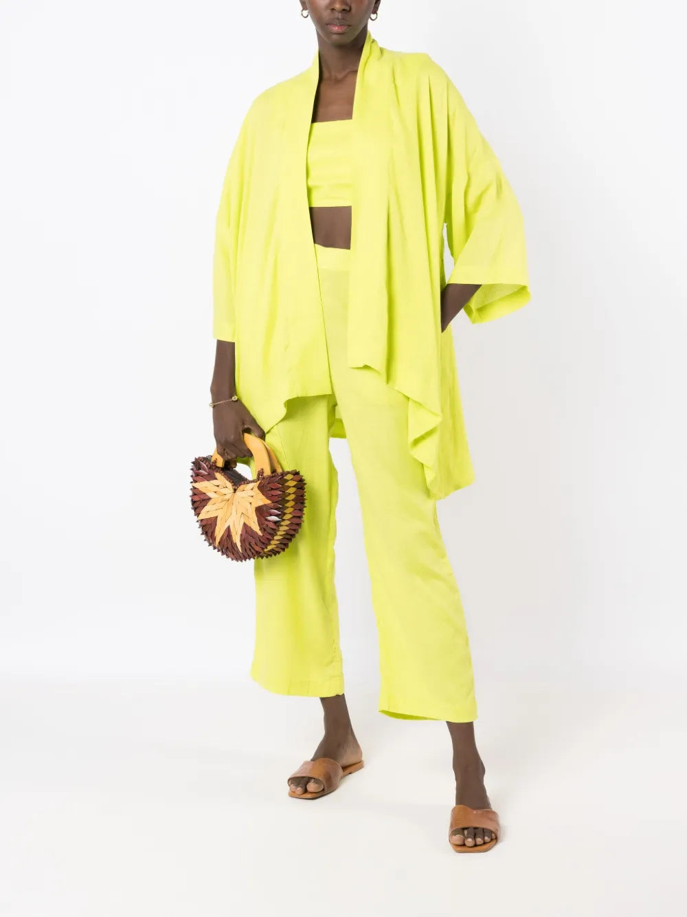 Elasticated-Waist Cropped Trousers