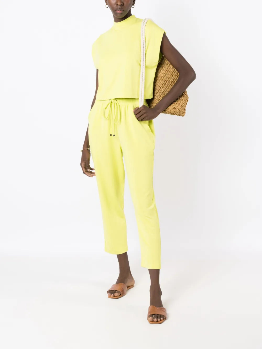 Mock-Neck Sleeveless Cropped Top