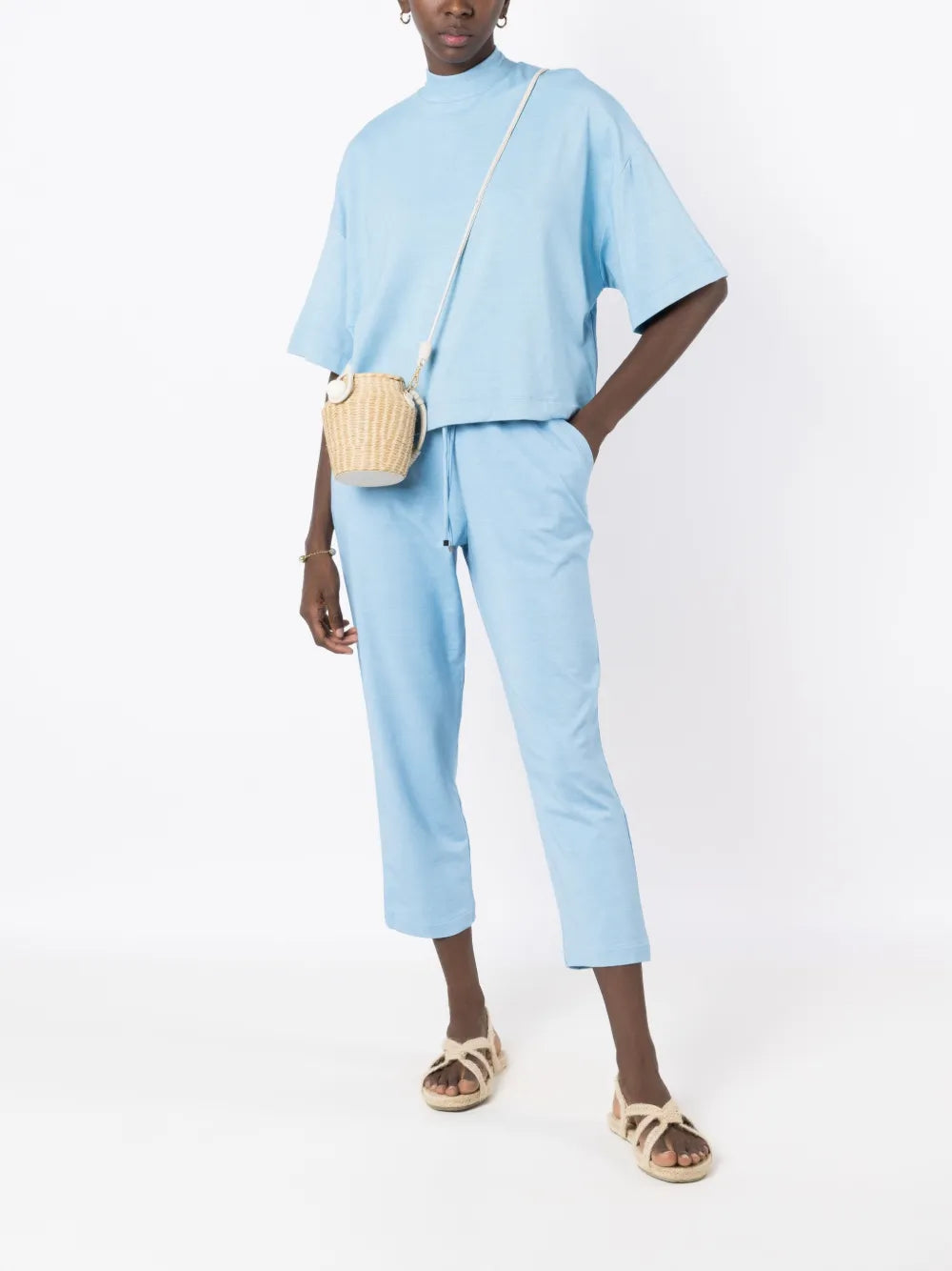 Mock-Neck Half-Sleeved Top