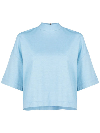 Mock-Neck Half-Sleeved Top