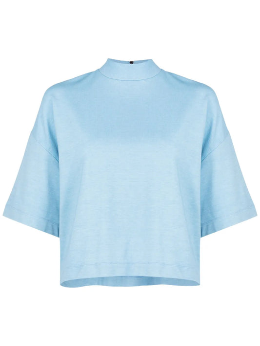 Mock-Neck Half-Sleeved Top