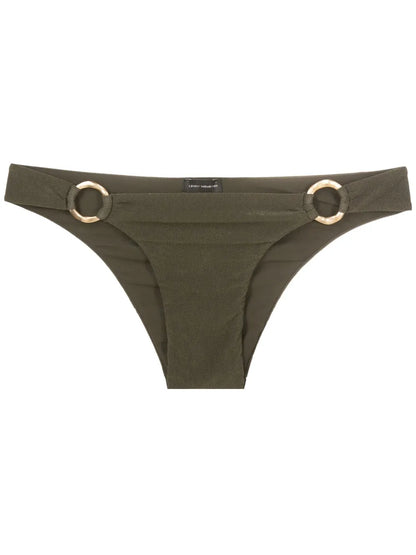 Ring-Detail Shimmery Bikini Bottoms