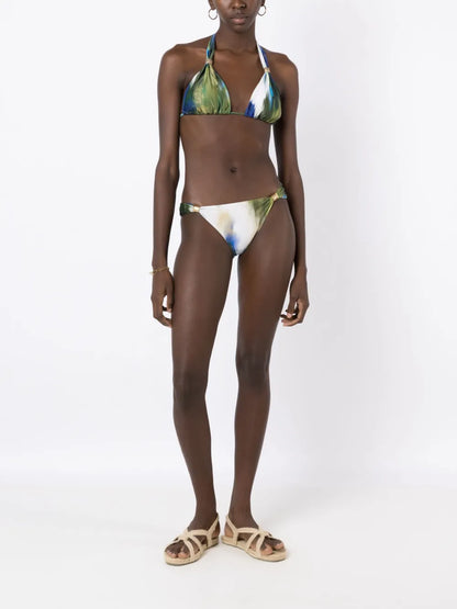 Abstract-Print Draped Bikini Bottoms