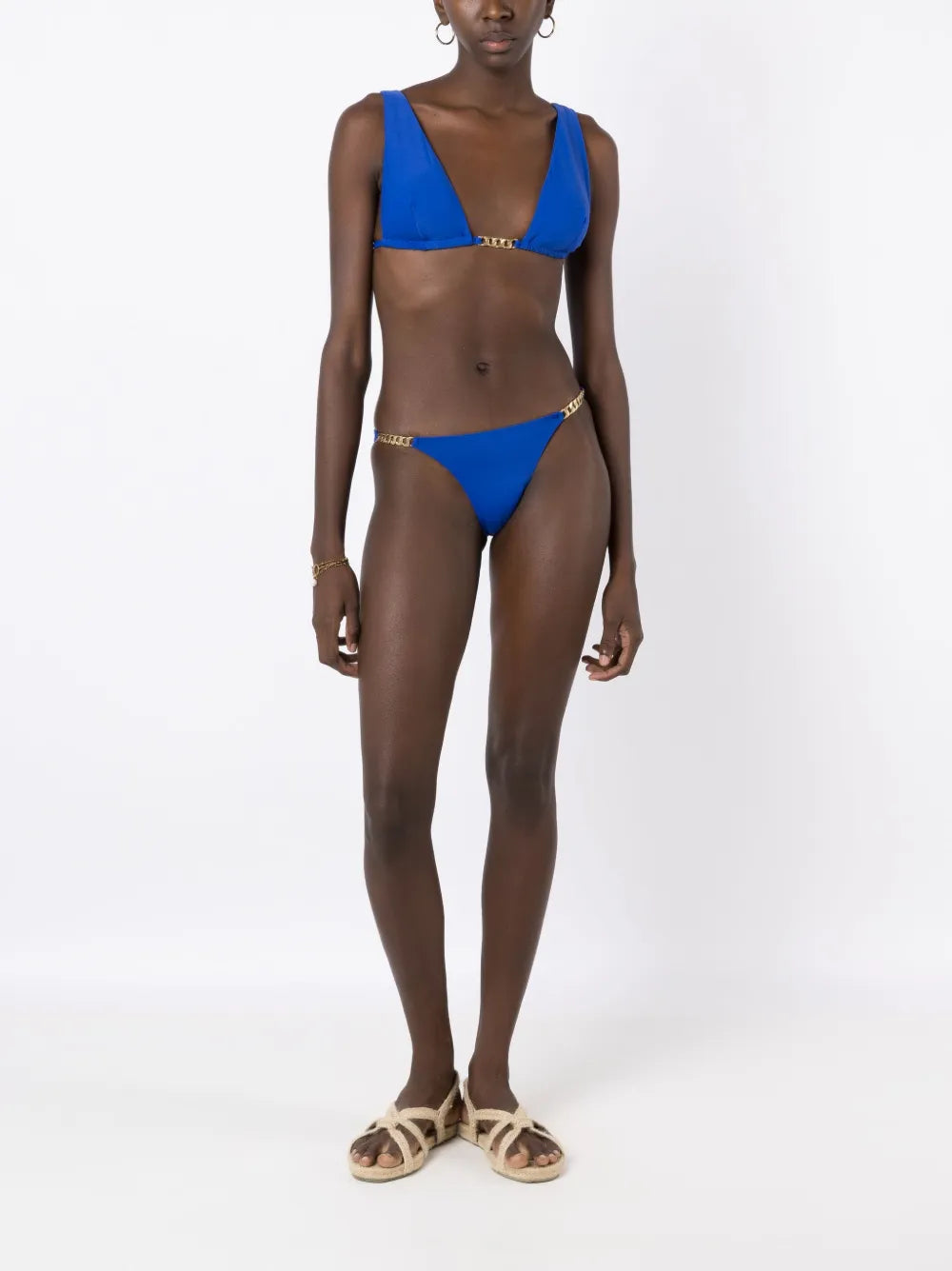 Triangle Chain-Trim Bikini Set
