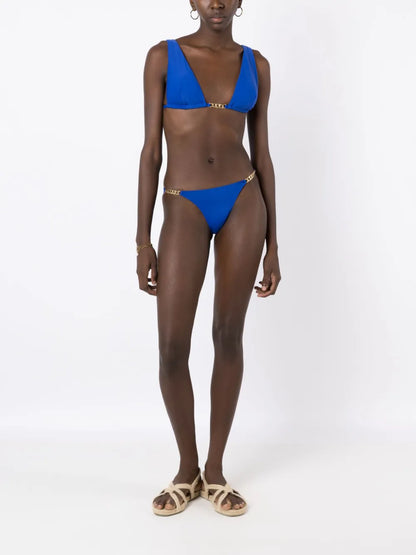 Triangle Chain-Trim Bikini Set