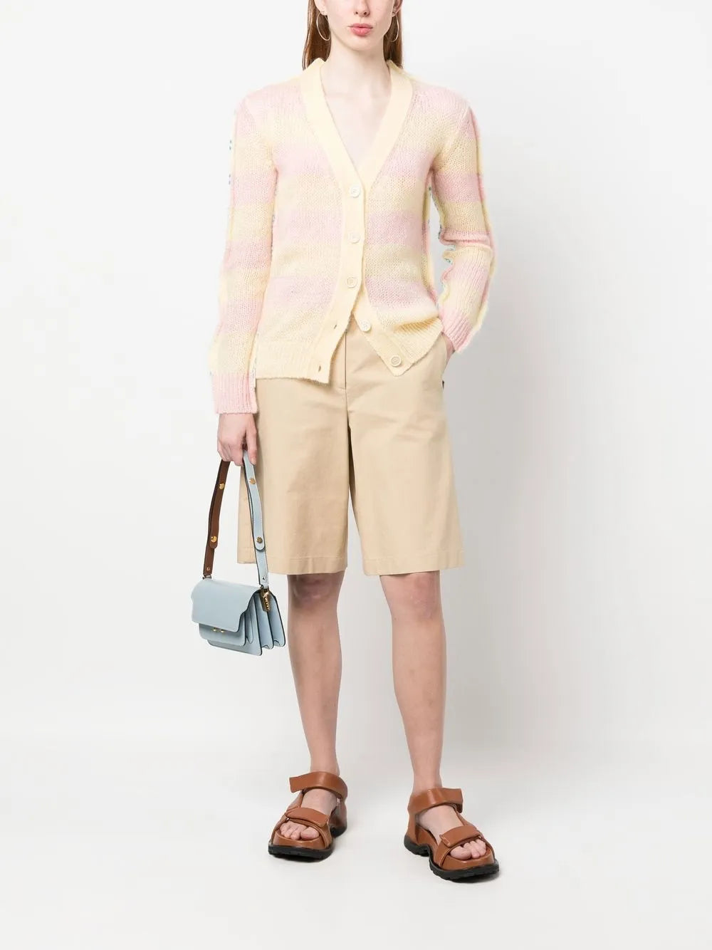 Stripe-Pattern Cardigan