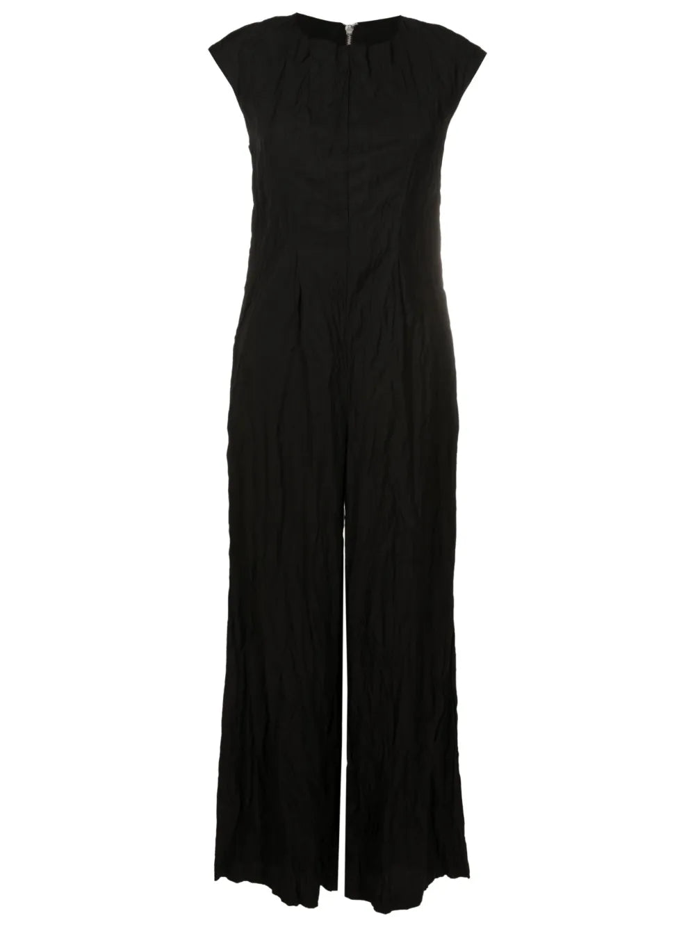 Crinkled-Finish Wide-Leg Jumpsuit