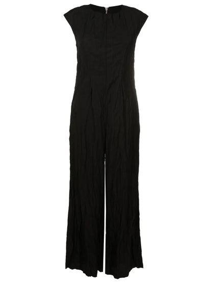 Crinkled-Finish Wide-Leg Jumpsuit