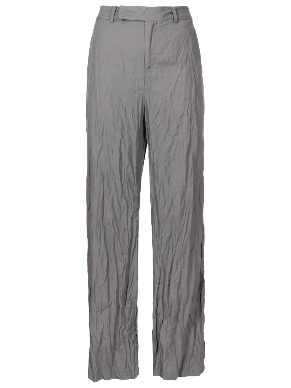 Crinkled-Finish High-Waisted Trousers