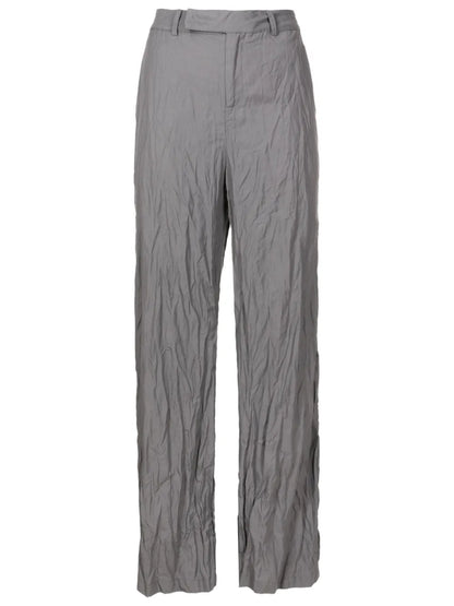 Crinkled-Finish High-Waisted Trousers