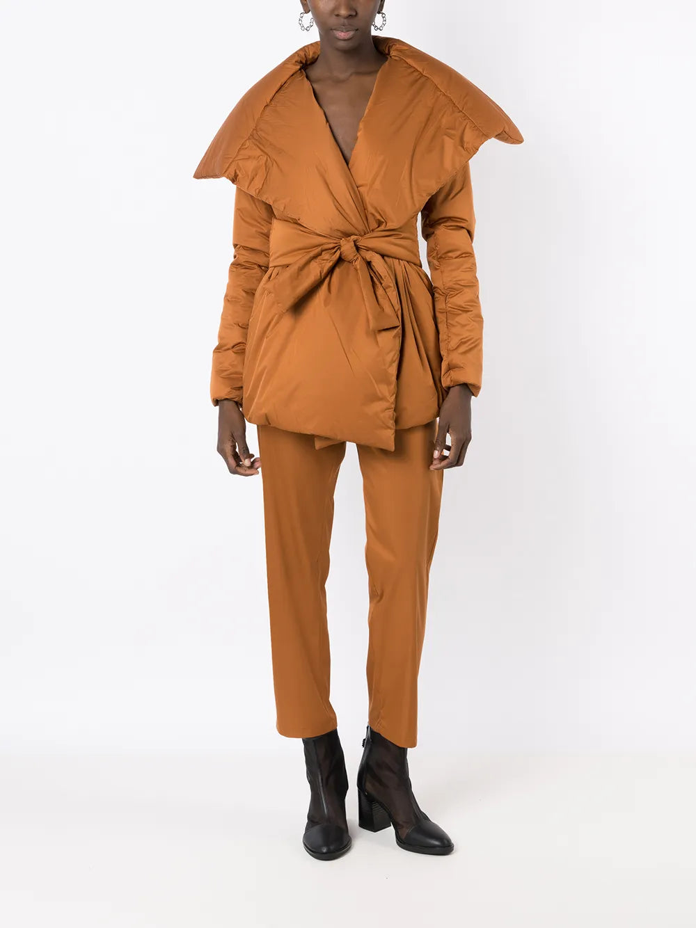 Belted-Waist Straight-Leg Trousers