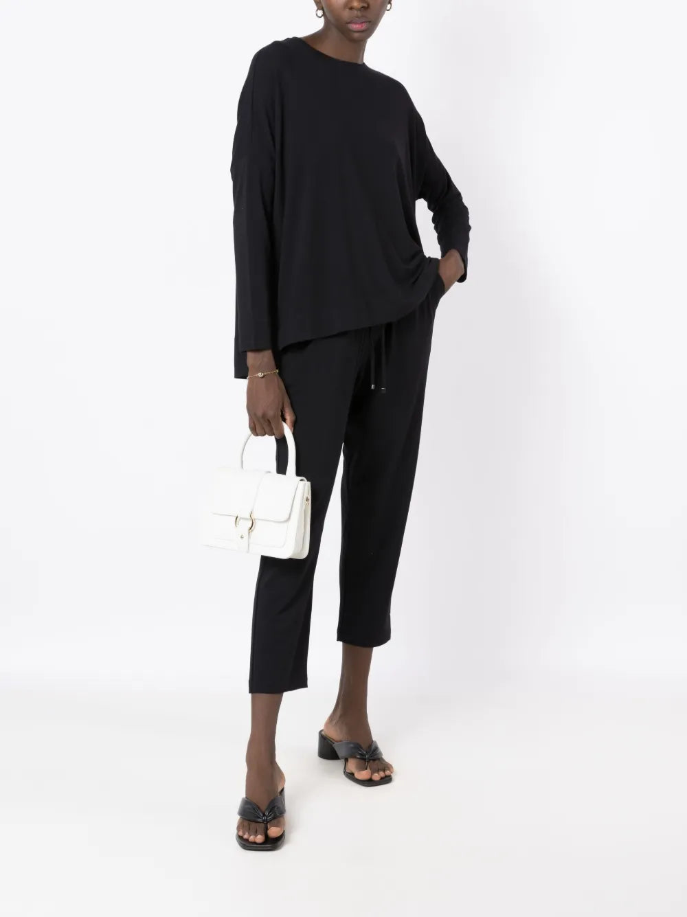 Drawstring-Waist Cropped Track Pants