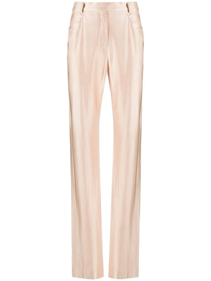 High-Waisted Satin Trousers