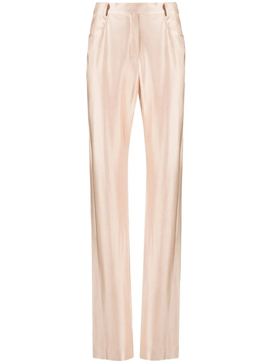 High-Waisted Satin Trousers