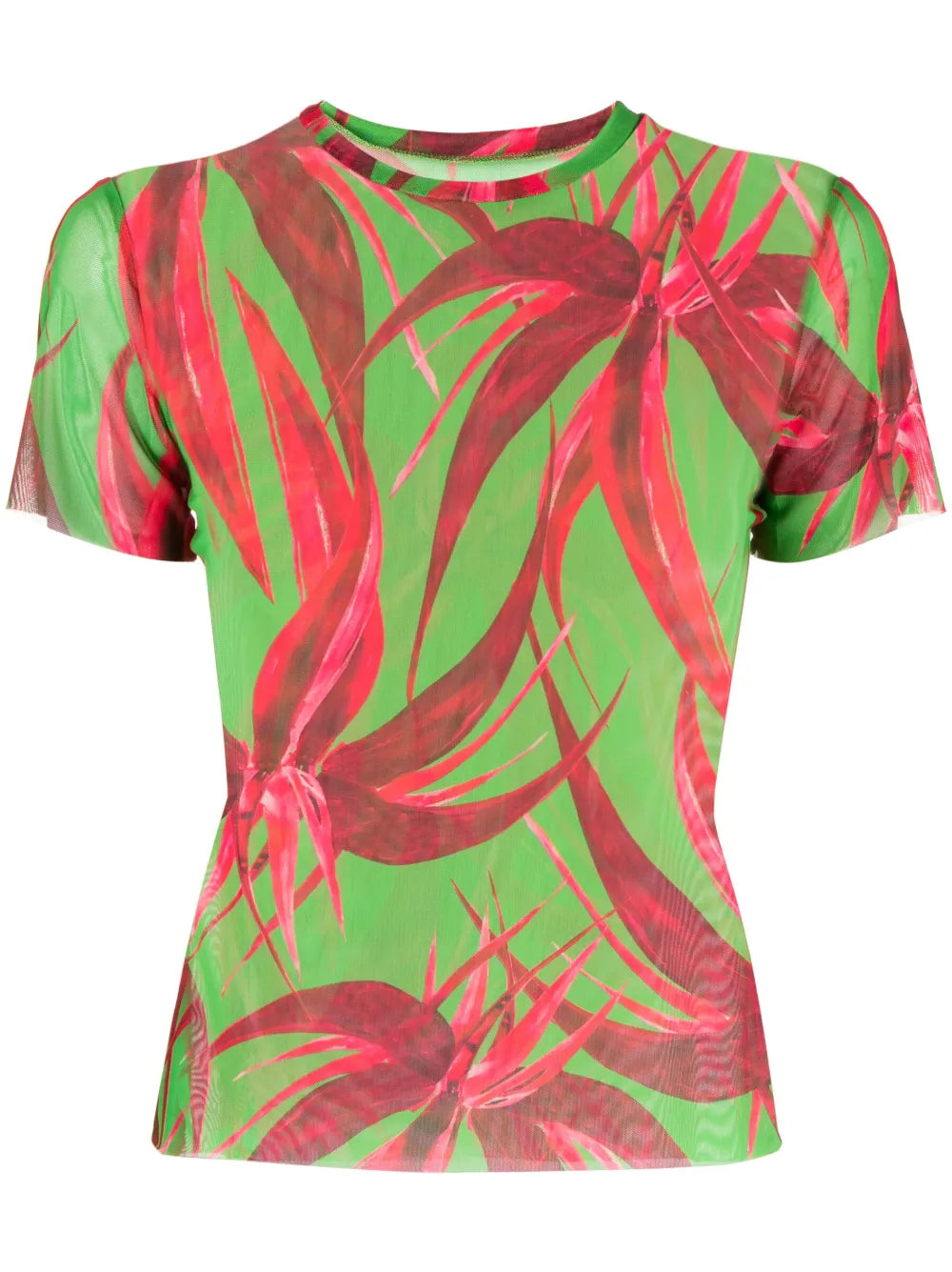 Floral-Print Mesh T-Shirt