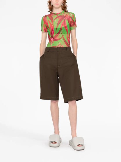 Floral-Print Mesh T-Shirt