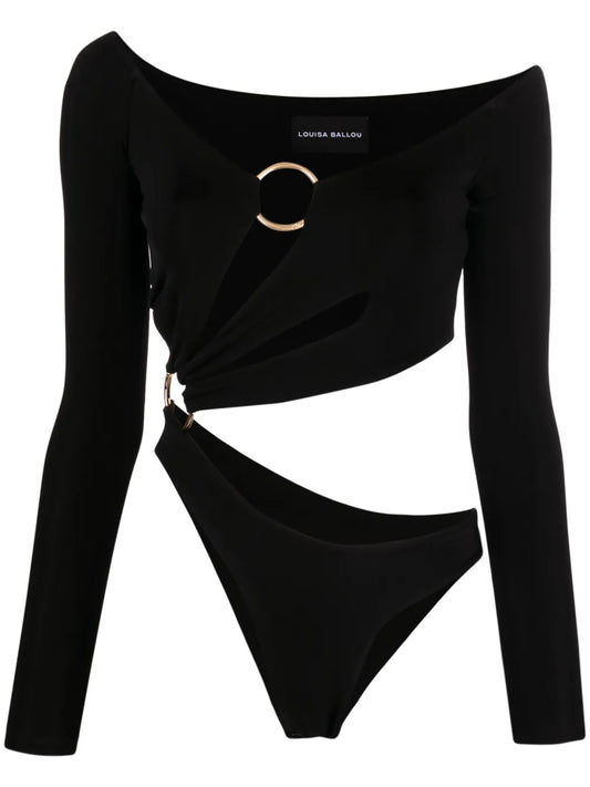 Cut-Out Asymmetric Jersey Top