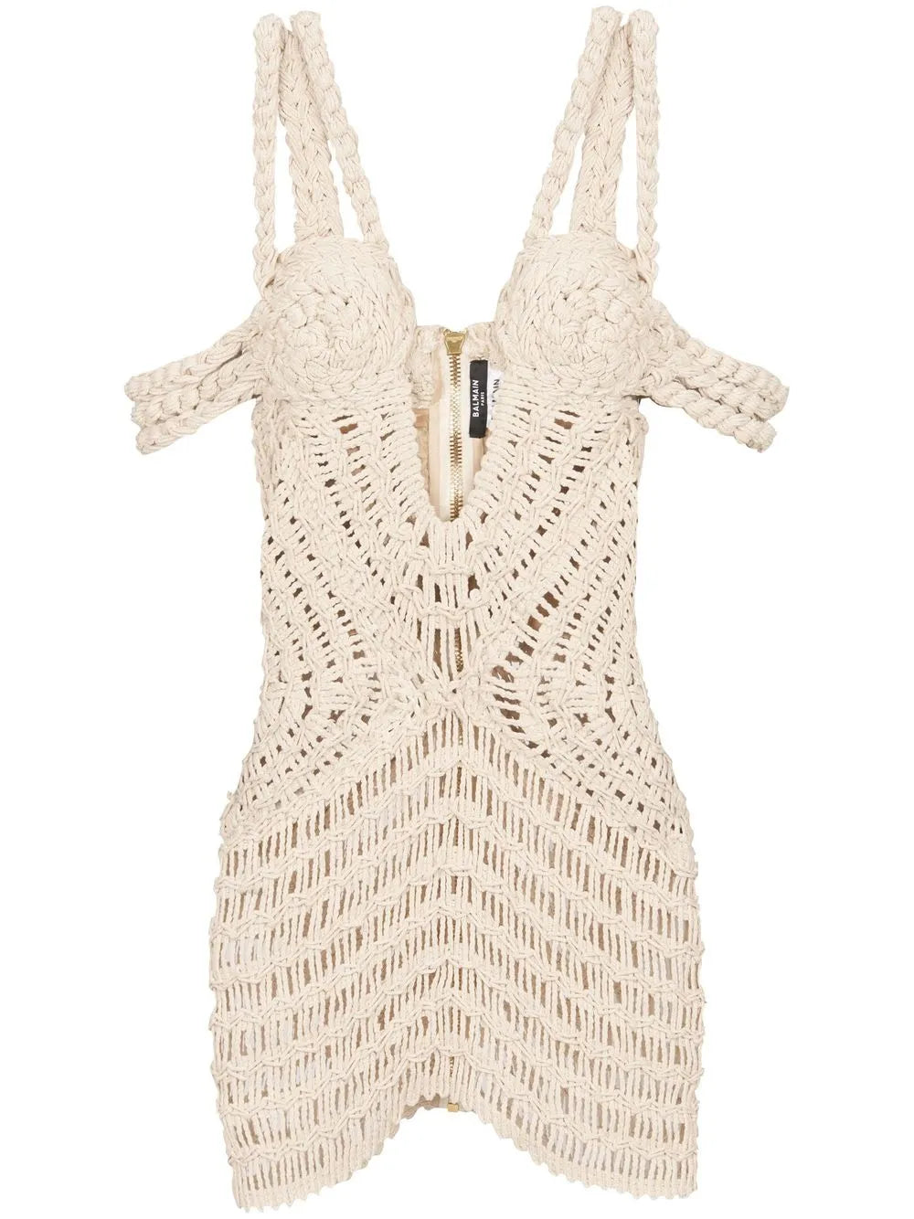 Off Shoulder Macrame Knit Dress