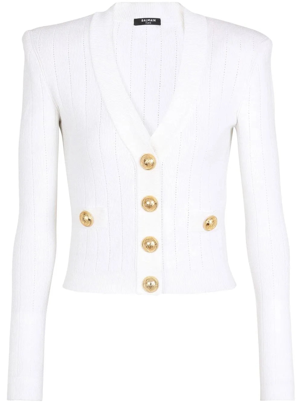 Pointelle-Knit V-Neck Cardigan