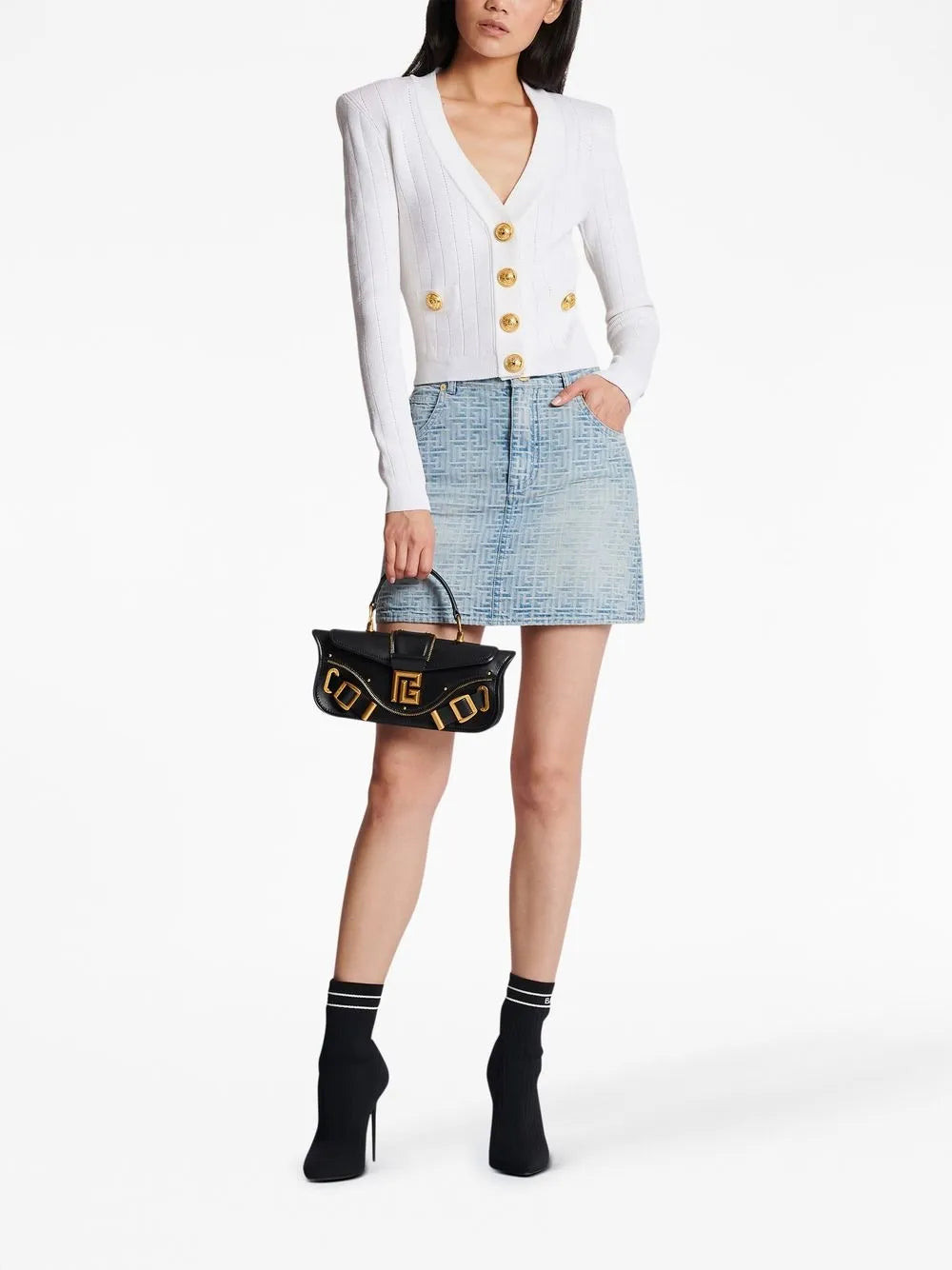 Pointelle-Knit V-Neck Cardigan