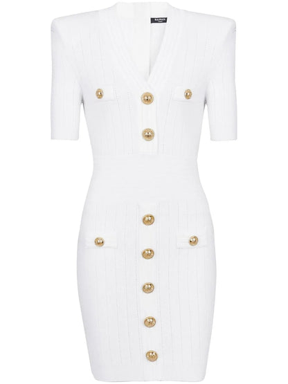 Knitted Button-Embellished Minidress
