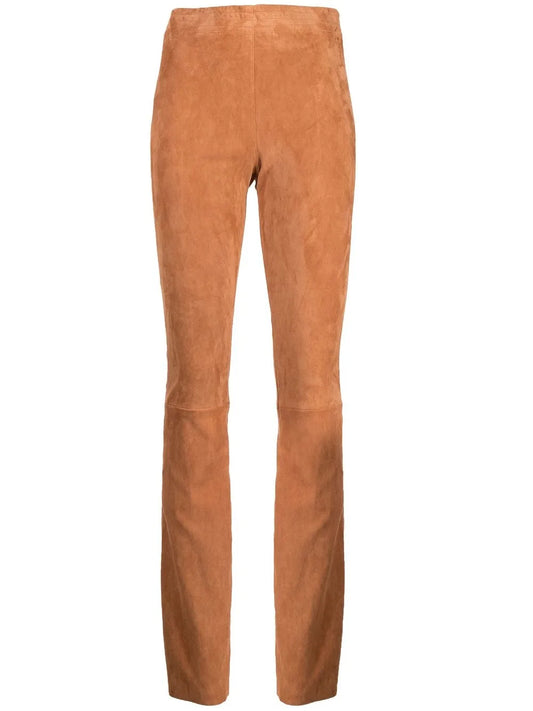 Flared Suede Stretch Trousers