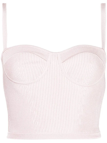 Rib-Knitted Bustier Crop Top
