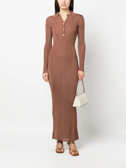 Glenn Ribbed-Knit Polo Dress