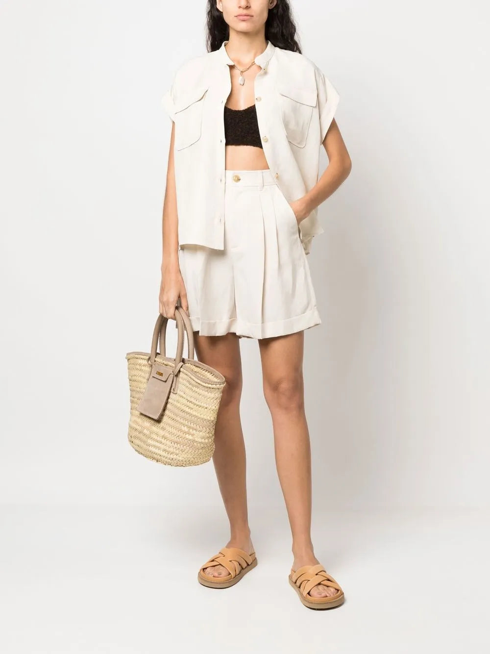 Pleated Turn-Up Shorts