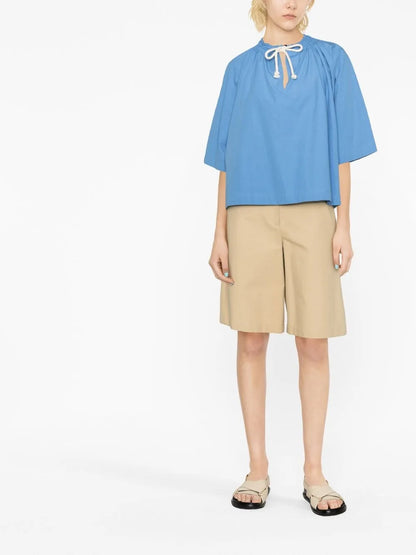 Tie-Fastening Cotton Blouse