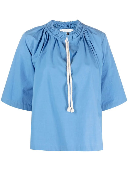 Tie-Fastening Cotton Blouse