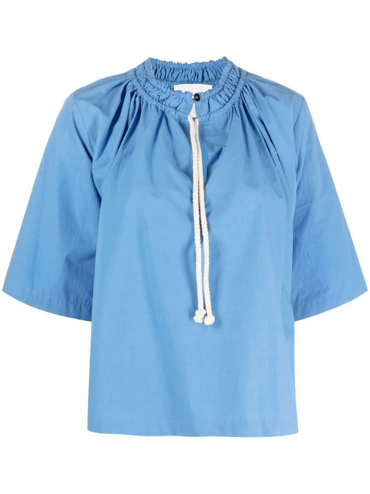 Tie-Fastening Cotton Blouse