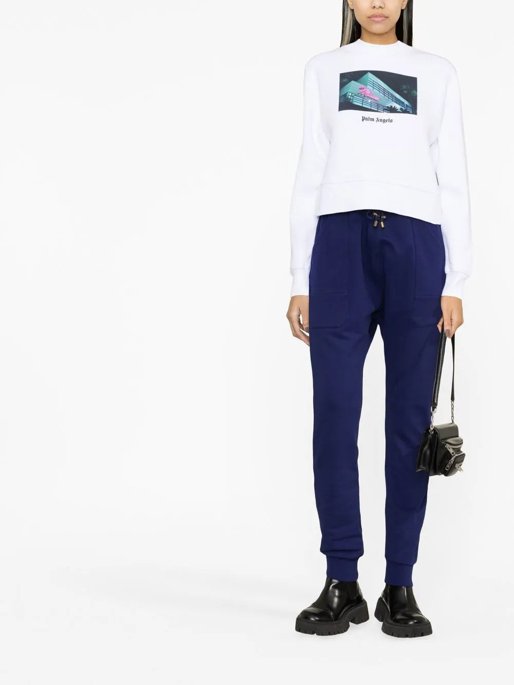 Graphic-Print Cropped Sweatshirt